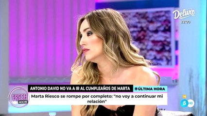 Marta Riesco rompe en directo con Antonio David