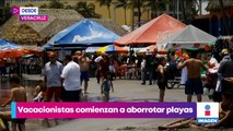 Vacacionistas comienzan a abarrotar playas de Veracruz