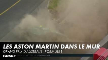 Les Aston Martin dans le mur lors des essais libres 3 - Grand Prix d'Australie - Formule 1