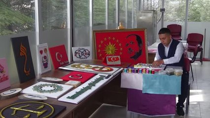 AFYONKARAHİSAR - Polis memuru çivi ve tellerle ahşabı sanata dönüştürüyor