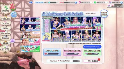 Buying 211k V-Stones of Gacha in Dead or Alive Xtreme Venus Vacation