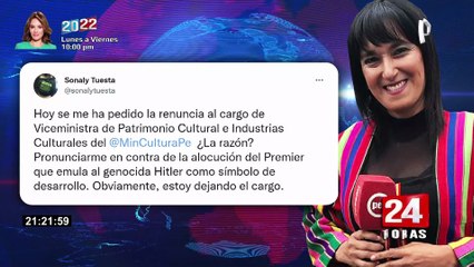 Sonaly Tuesta deja cargo de viceministra en el Ministerio de Cultura