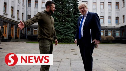 下载视频: British PM Johnson meets with Ukraine President Zelenskiy in Kyiv