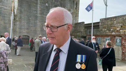 Rear admiral Richard Melly speaks at the HMS Hermes reunion weekend