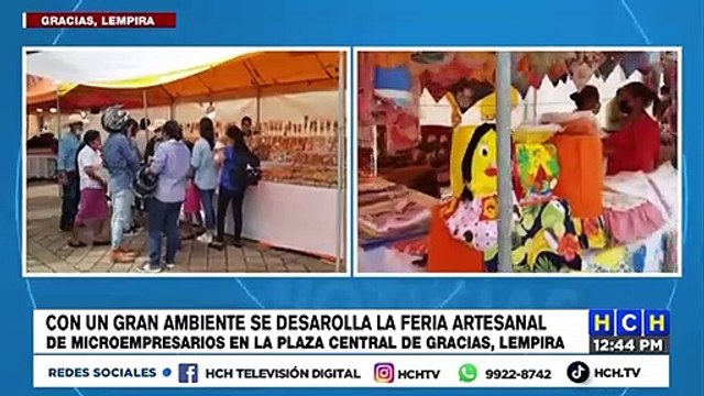 Con gran ambiente se desarrolla la Feria Artesanal de microempresarios en la plaza central de Gracias