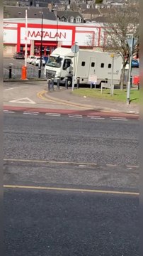 Prison bus transporting prisoners from court to prison