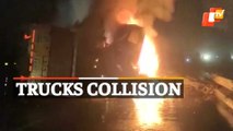 WATCH | Trucks Collision Causes Massive Fire, Vehicles Burn To Ashes In UP