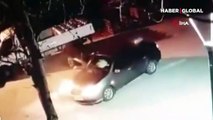 Bursa'da otomobil ile motosiklet kafa kafaya çarpıştı! O anlar kamerada