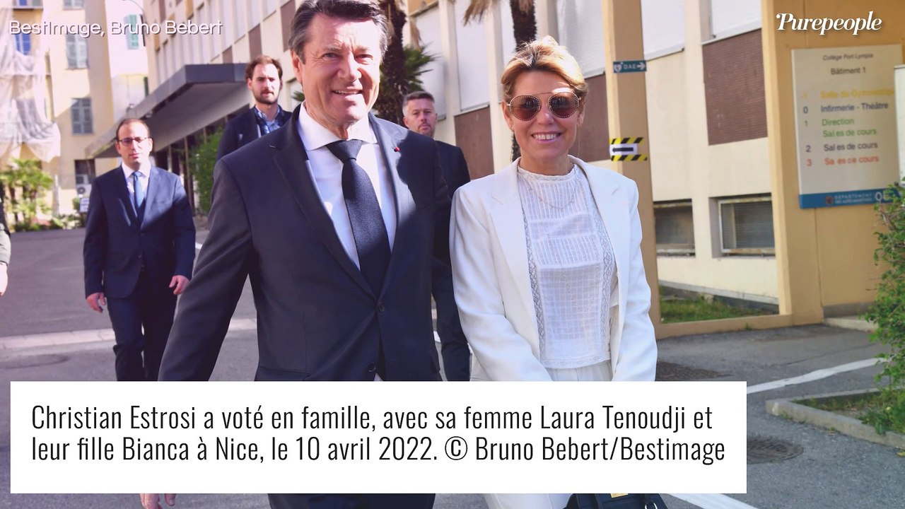 Laura Tenoudji et Christian Estrosi votent en famille, la petite Bianca habillée comme une grande !