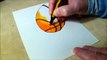 How to Draw Basketball - Drawing 3D Floating Ball - Vamos