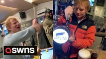 Ed Sheeran stuns customers by turning up at UK pub where he starts pulling pints and joining sing-alongs