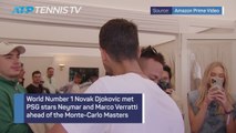 Djokovic tests his skills against PSG stars Neymar and Verratti