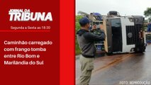 Caminhão carregado com frango tomba entre Rio Bom e Marilândia do Sul