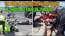 Un piéton inconscient provoque le chaos au Tour de Turquie