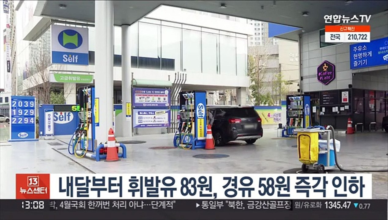 정유사 직영주유소, 내달부터 휘발유 83원, 경유 58원 즉각 인하