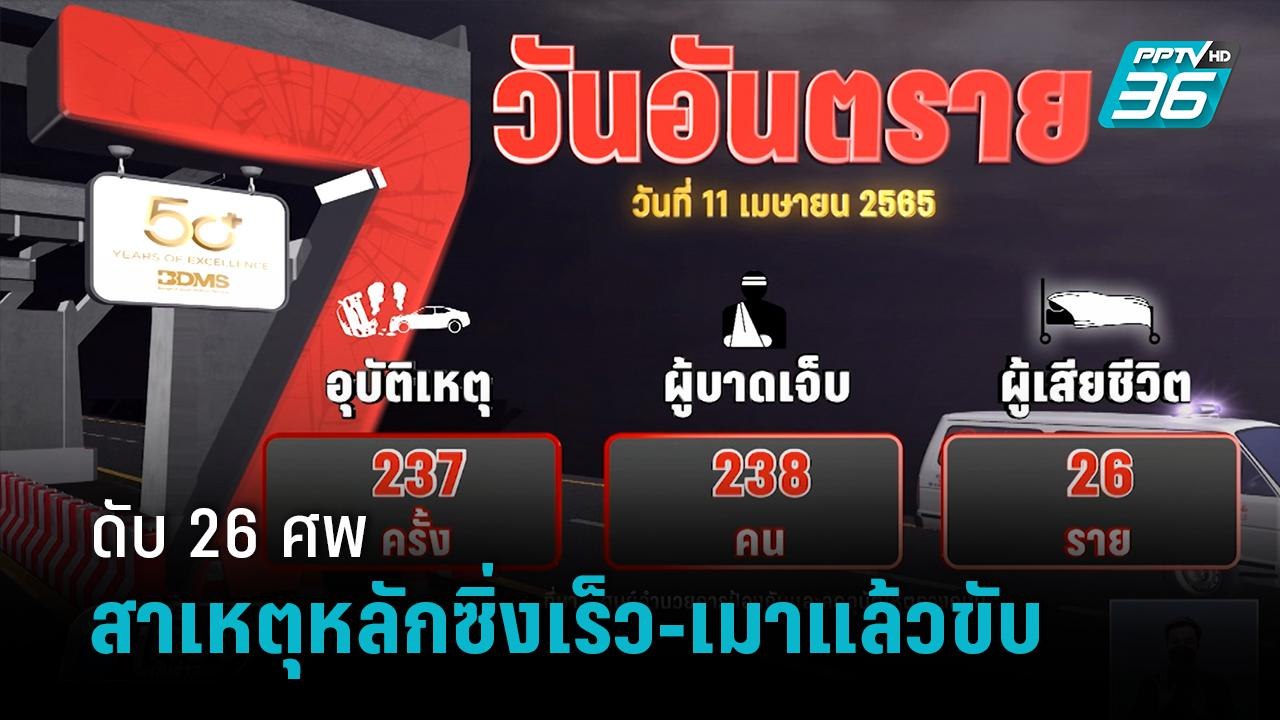 ประเดิม 7 วันอันตราย ดับ 26 เจ็บ 238 สาเหตุหลักซิ่งเร็ว-เมาแล้วขับ  | เที่ยงทันข่าว