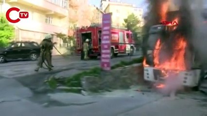 Ataşehir'de park halindeki kamyon alev alev yandı