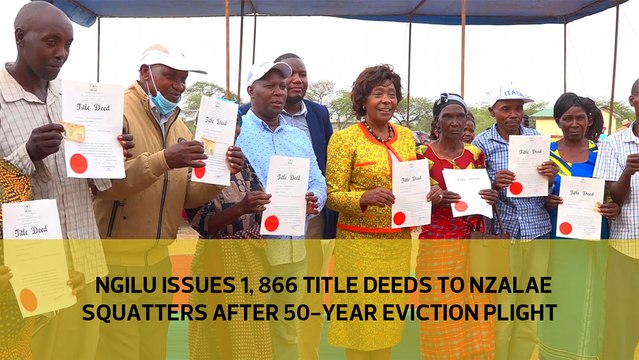 Ngilu issues 1,866 title deeds to Nzalae squatters after 50-year eviction plight