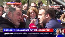 Emmanuel Macron interpellé par des soignants à Mulhouse sur les salaires et les moyens à l'hôpital