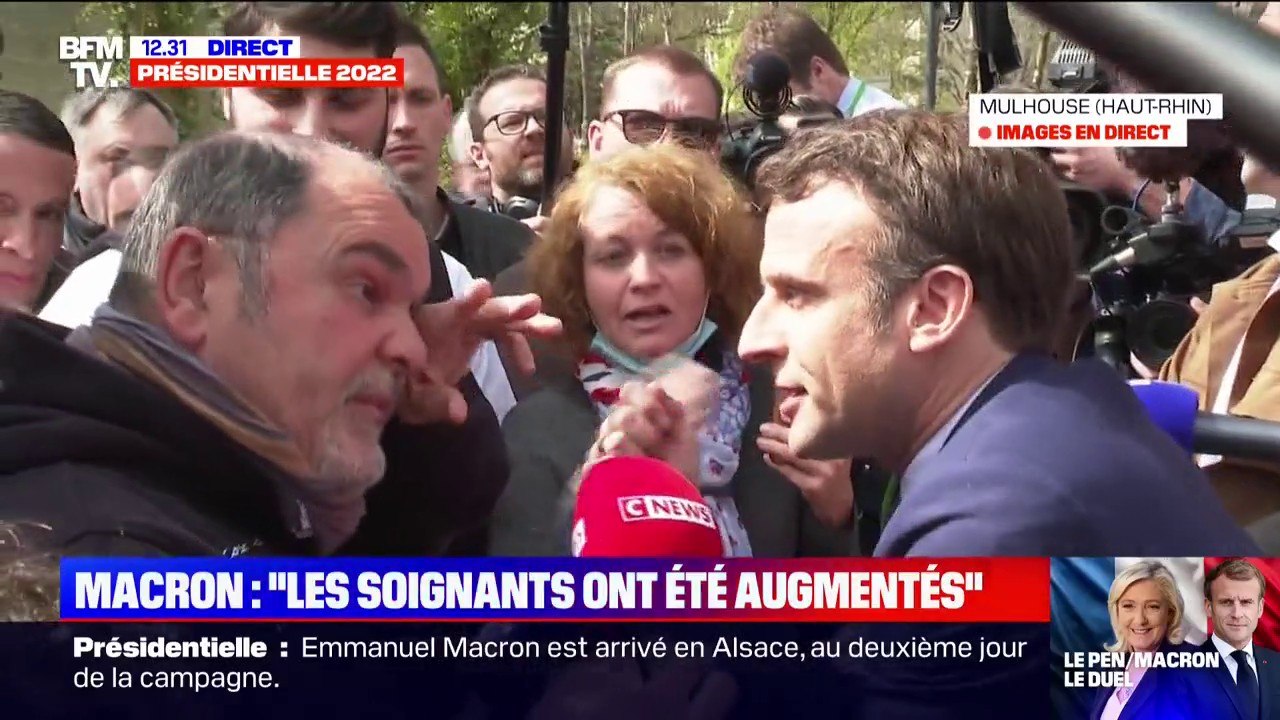 Emmanuel Macron à des soignants: "On va continuer l'amélioration des salaires et des conditions de travail" à l'hôpital