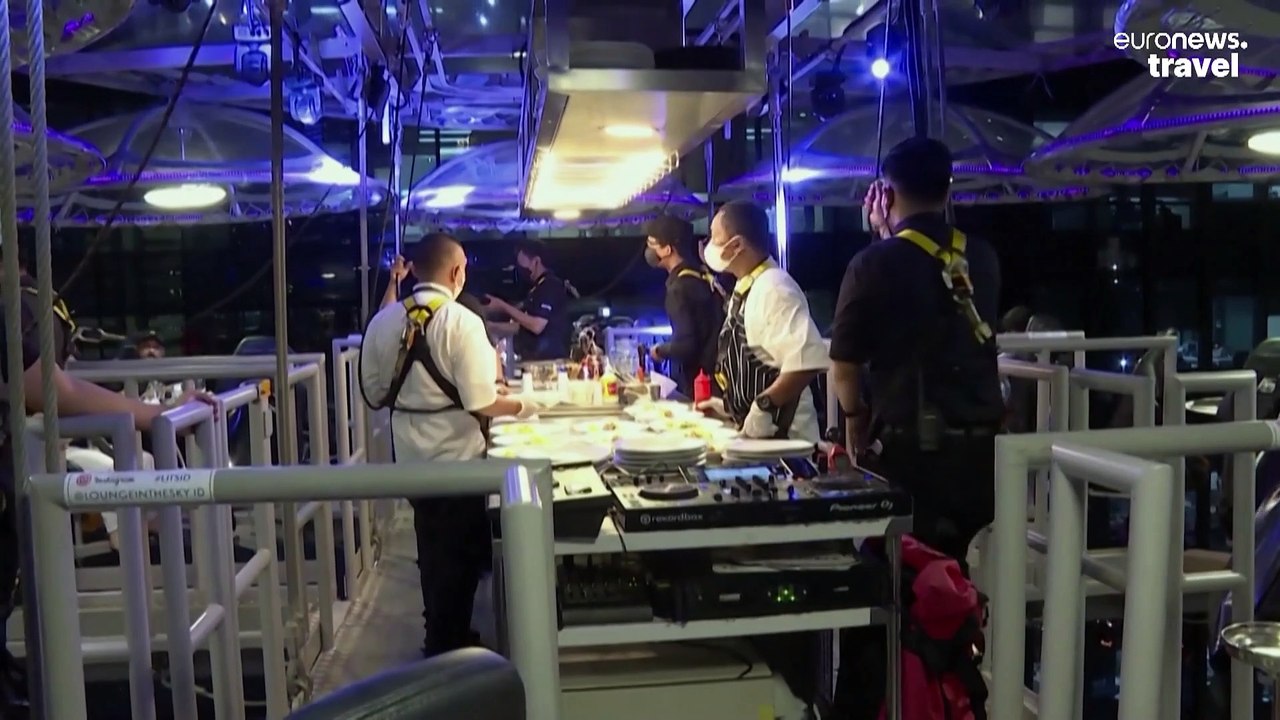 Dinner in the sky: Waiters wear harnesses to serve you food at this new 'floating restaurant'
