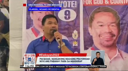 Pacquiao, nangakong magiging prayoridad niya ang pabahay para sa mahihirap | 24 Oras