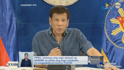 Video herunterladen: PRRD, inutusan ang mga opisyal ng BARMM na pilitin ang mga residente na magpabakuna kontra COVID | Saksi