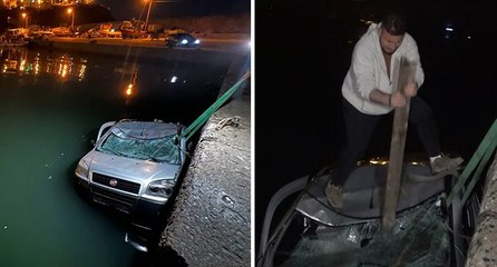 Kontrolü kaybetti, aracıyla denize uçtu
