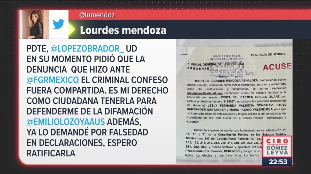 Periodista Lourdes Mendoza demandó a Emilio Lozoya por falsedad de declaraciones