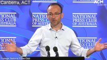 Greens leader Adam Bandt questioned about forming a Labor coalition at the National Press Club | April 13 2022 | Canberra Times