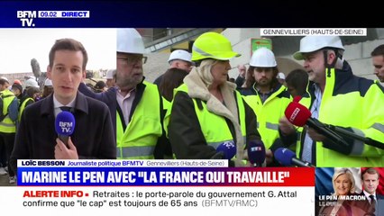 Marine Le Pen en déplacement avec "la France qui travaille" à Gennevilliers dans les Hauts-de-Seine