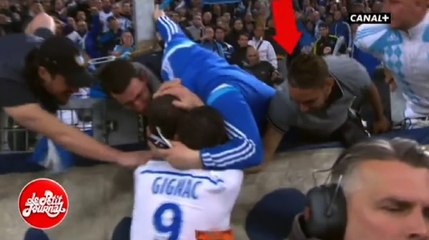 OM-PSG : un supporter chute en fêtant un but avec André-Pierre Gignac...