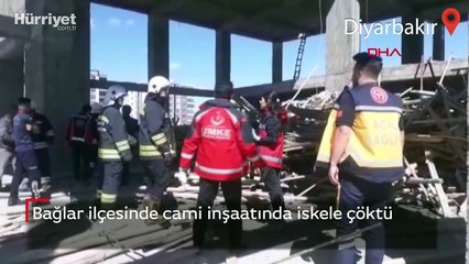 Diyarbakır'ın Bağlar ilçesinde cami inşaatında iskele çöktü: 6 yaralı