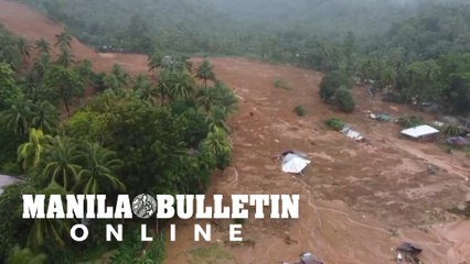 Aerial shot of mud-covered village of Brgy. Bunga, Baybay City in Leyte