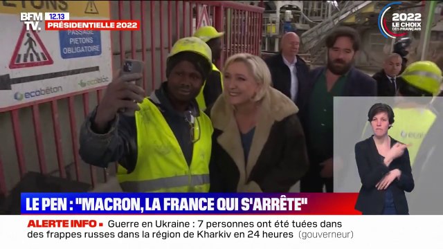 Présidentielle 2022: Marine Le Pen en déplacement dans une cimenterie