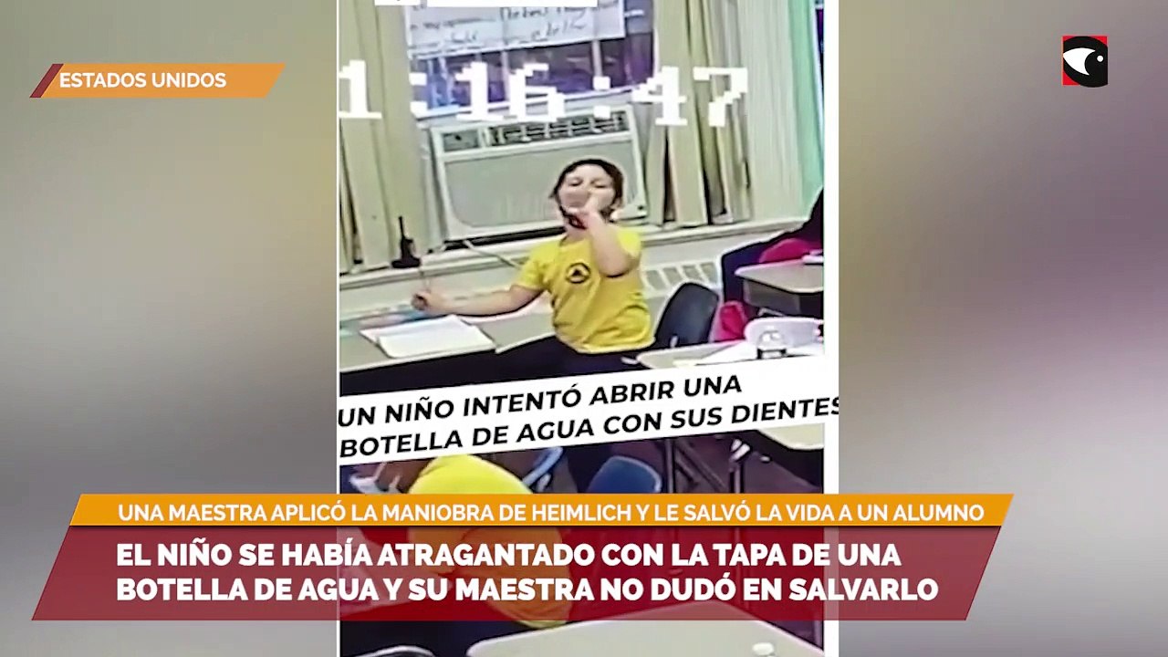 El niño se había atragantado con la tapa de una botella de agua y su maestra no dudó en salvarlo