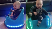 'Boss baby riding his new bumper car with flawless style '
