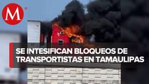 Incendian tráileres en tercer día de bloqueo en puente internacional Reynosa-Pharr