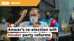 Anwar’s re-election as PKR president will hinder party reforms, says analyst