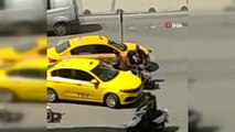 Zeytinburnu'nda motosiklet sürücüsü, tartıştığı taksiciyi ezmeye çalıştı
