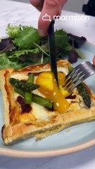 Tartelettes feuilletées asperge, chorizo, oeuf