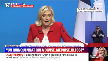 Marine Le Pen dénonce le quinquennat d'Emmanuel Macron qui a "divisé, méprisé, blessé et erré"