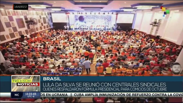 teleSUR Noticias 15:30 14-04: Expresidente Lula da Silva se reunió con centrales sindicales