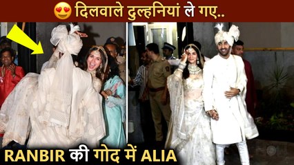 WOW ! Ranbir Lifts Wife Alia In His Arms, FIRST Appearance As Husband & Wife, Greets Media