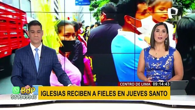 Centro de Lima: refuerzan seguridad de ciudadanos que acuden a iglesias en Jueves Santo