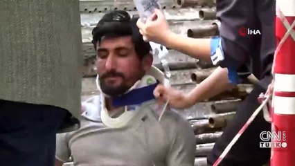 Boya yapan 3 işçi iskeleden düştü