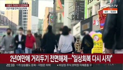 2년여 만에 거리두기 전면 해제…마스크 착용은 유지