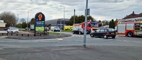 Emergency services rush to a house fire in Wigan