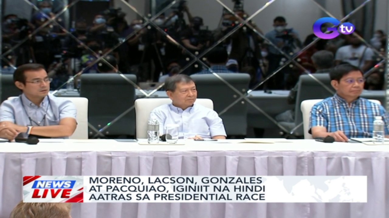 Moreno, Lacson, Gonzales at Pacquiao, iginiit na hindi aatras sa Presidential race | News Live