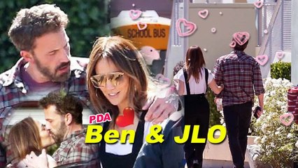 The newly-engaged pair didn't shy away from PDA when they picked up JLo's daughter, Emme